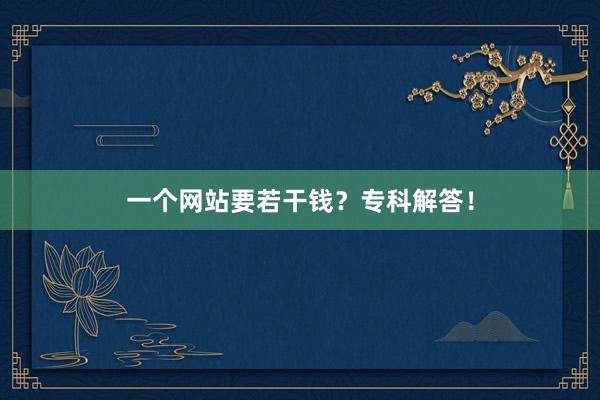 一个网站要若干钱？专科解答！